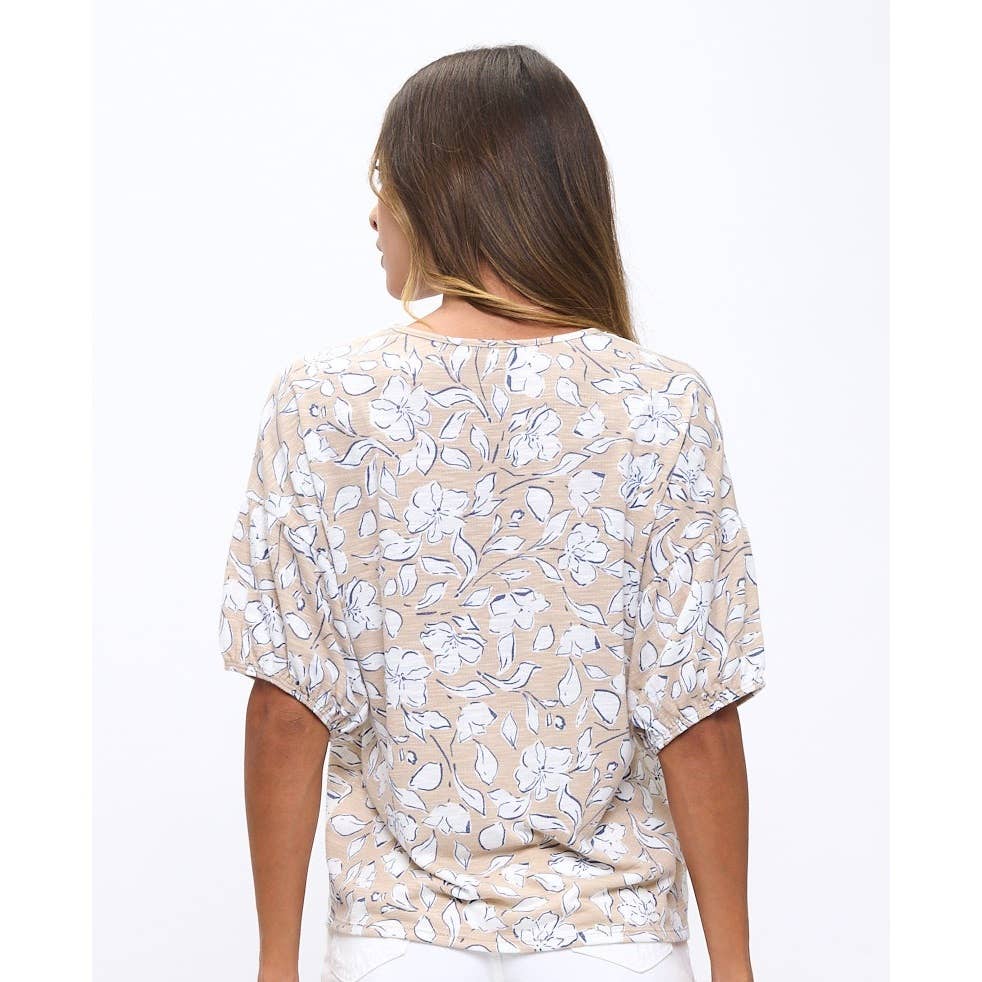 FLORAL PRINT CROCHET TRIM DOLMAN