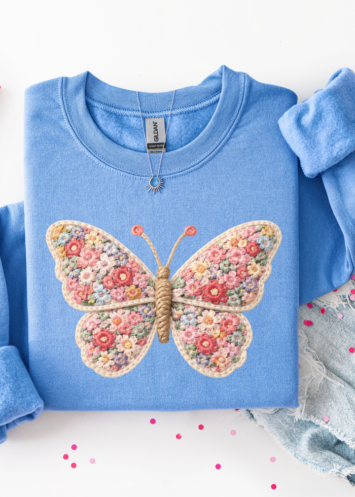 ⭐ BEST SELLER ⭐ Butterfly Faux Crochet Tee or Sweatshirt