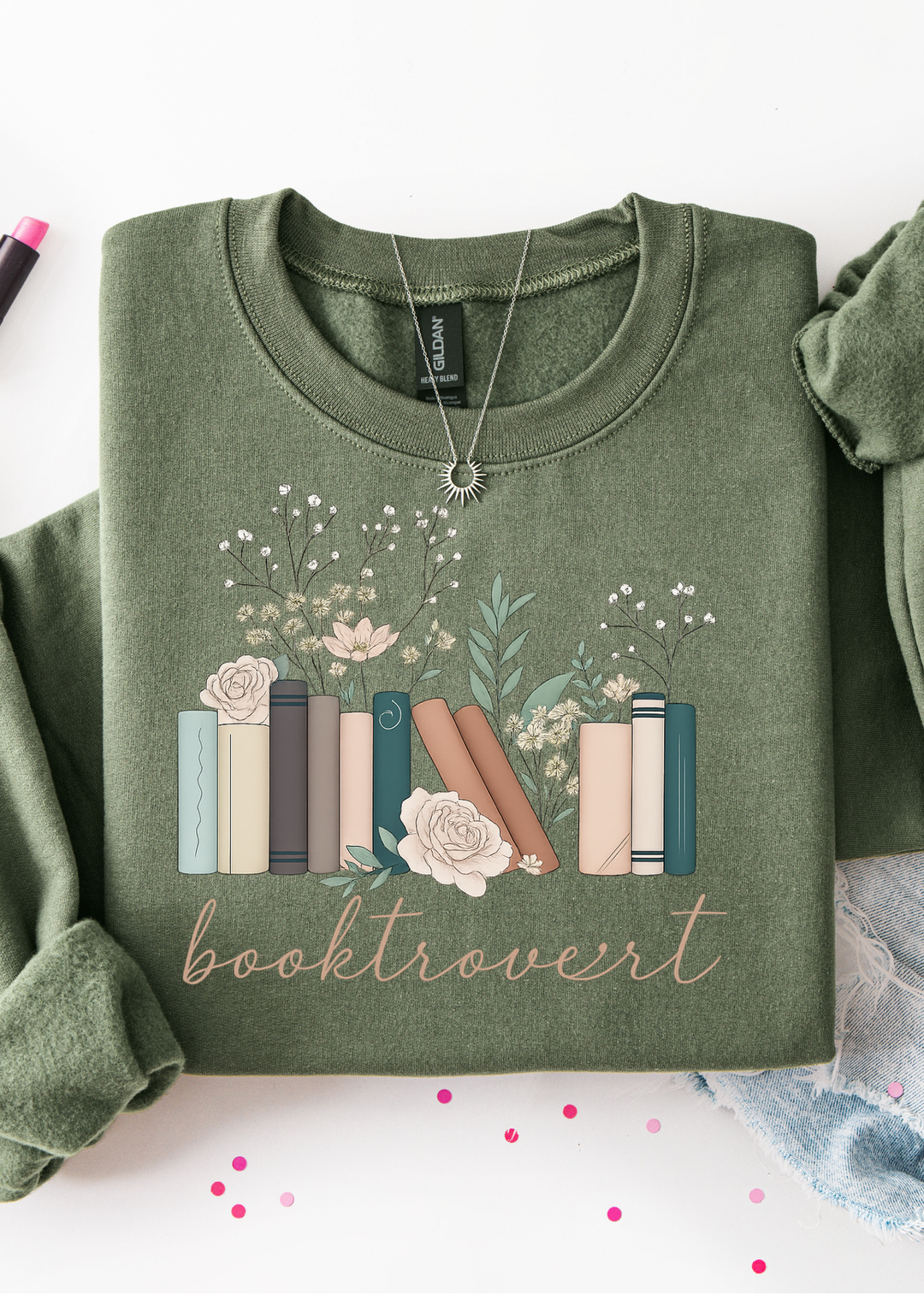 Booktrovert Floral Graphic Tee or Pullover - Made to Order