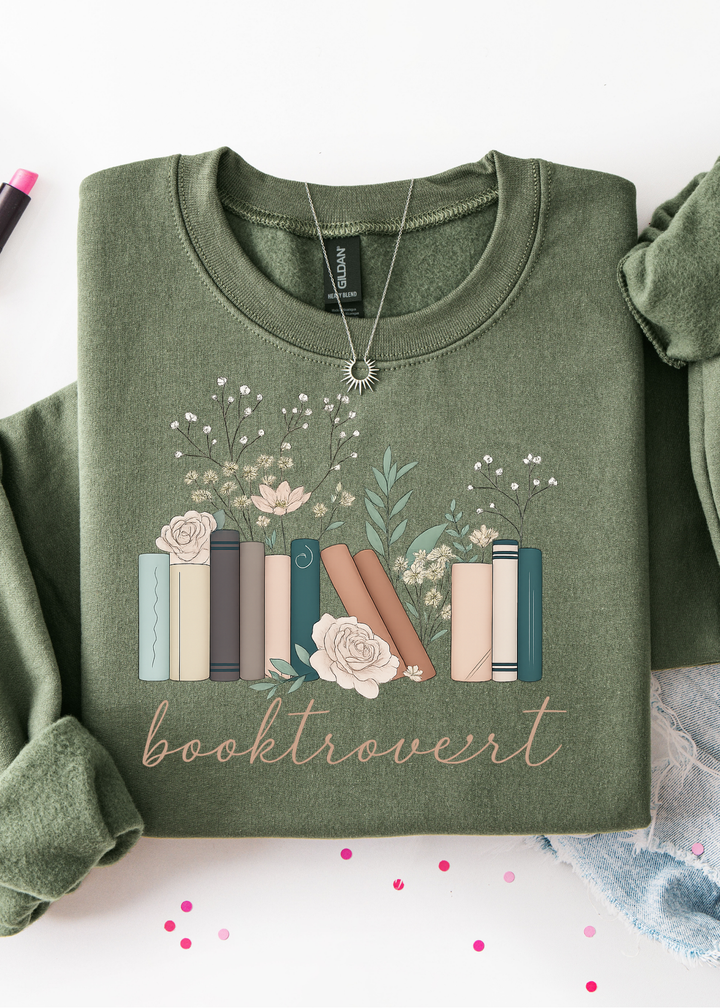 Booktrovert Floral Graphic Tee or Pullover - Made to Order