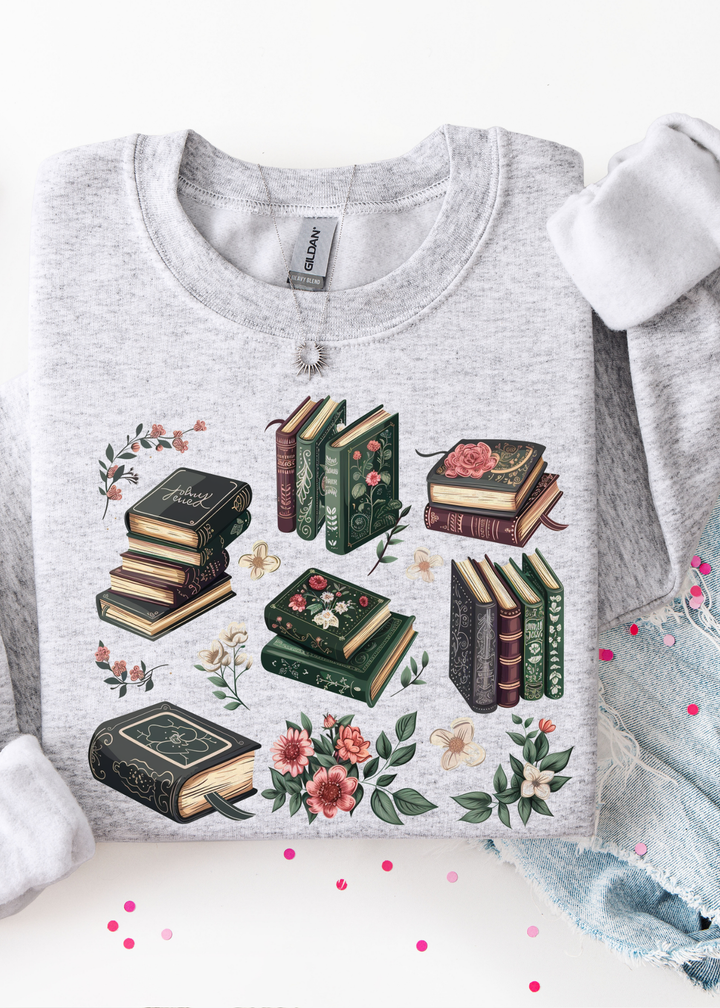 Multiple Floral Books Graphic Tee or Pullover - Made to Order
