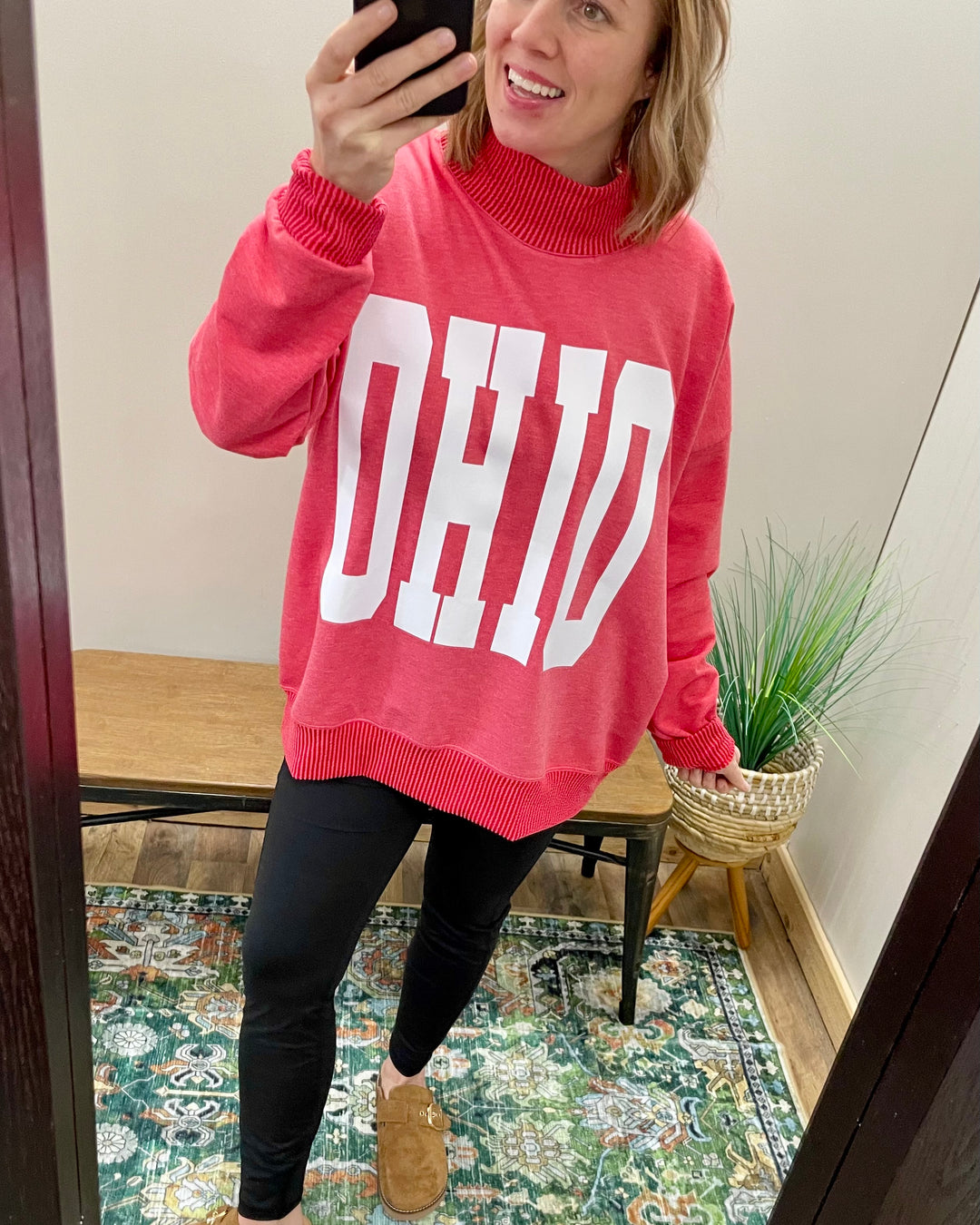 OHIO RED - Mock Neck with Side Collar Slit