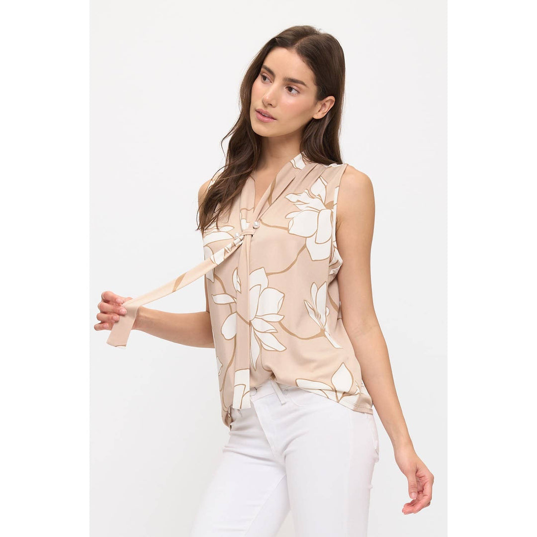 FLORAL LOW BOW PEARL TANK