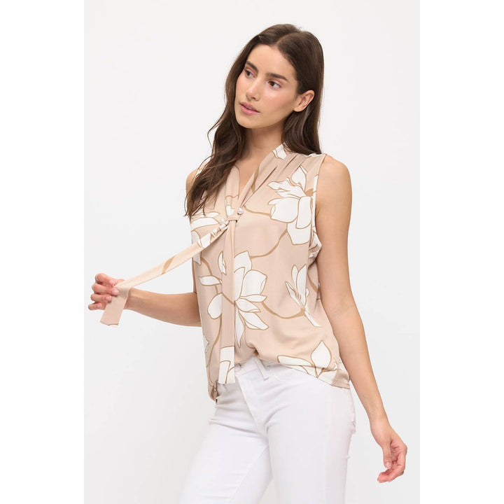 FLORAL LOW BOW PEARL TANK