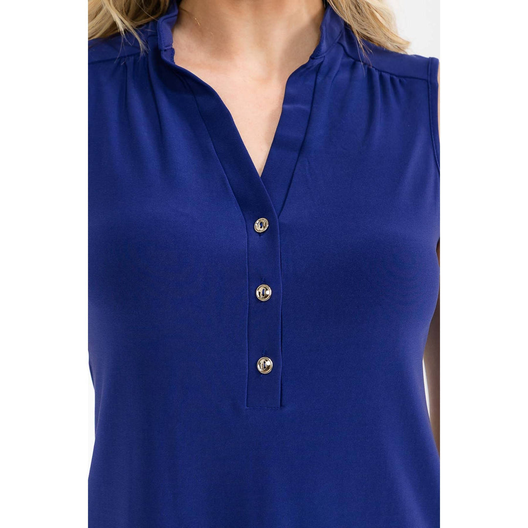 SLEEVELESS BUTTON DOWN SHIRT