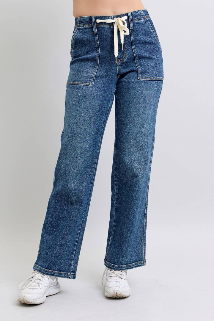 Judy Blue - JB8856  High Waisted Drawstring Wide Leg