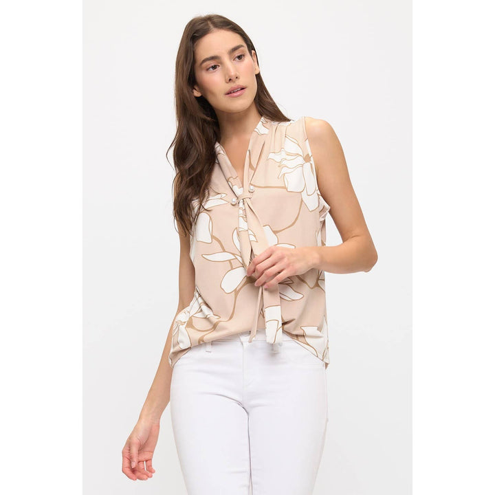 FLORAL LOW BOW PEARL TANK
