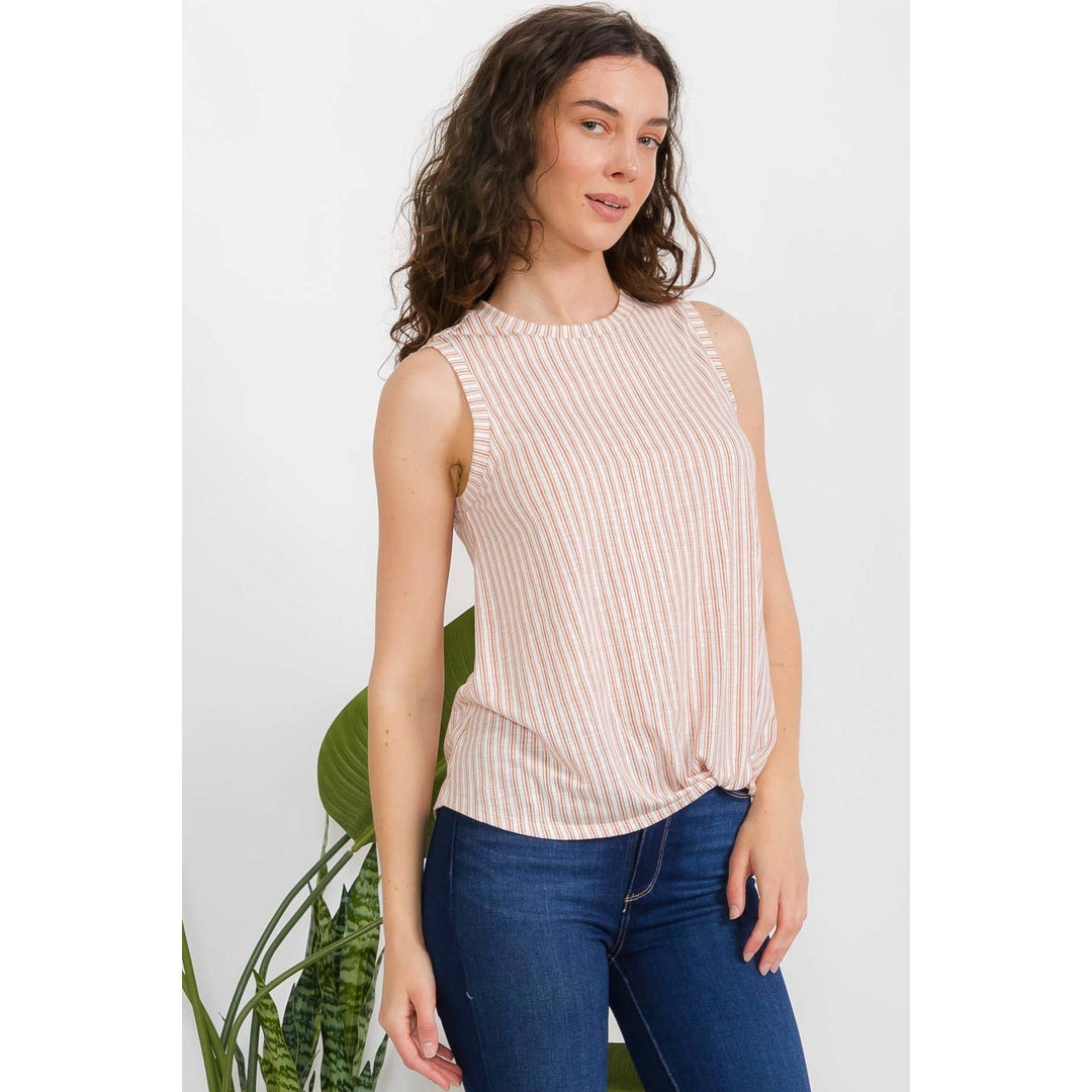 STRIPE SIDE TWIST TANK TOP
