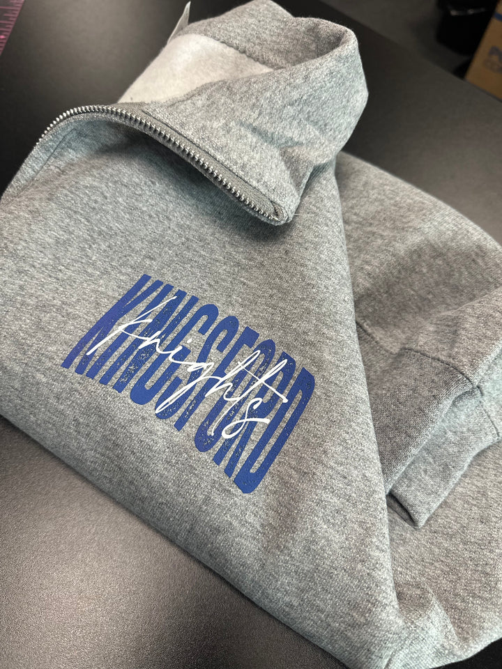 1/4 ZIP DISTRESSED BIG BACK WITH FRONT PRINT - CUSTOM
