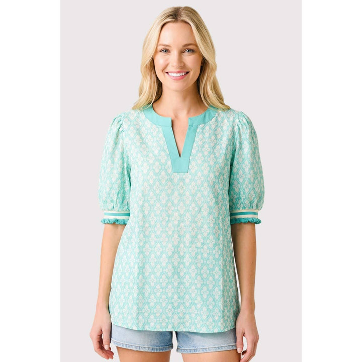 Mint Meadow Geo Floral Top