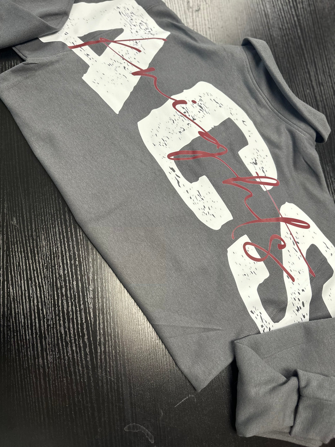 1/4 ZIP DISTRESSED BIG BACK WITH FRONT PRINT - CUSTOM