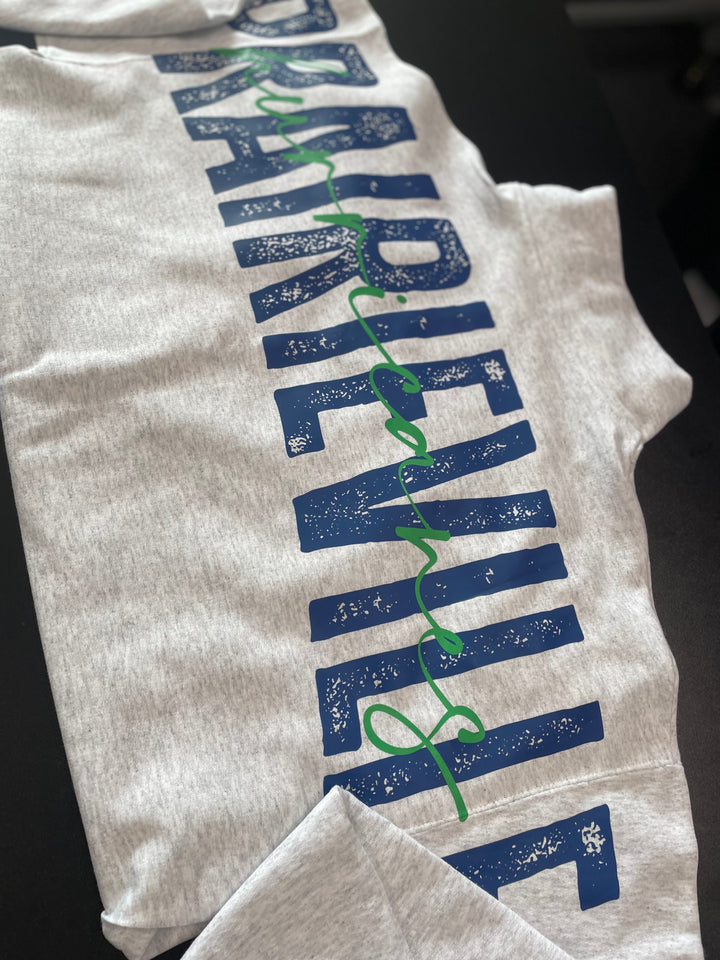 1/4 ZIP DISTRESSED BIG BACK WITH FRONT PRINT - CUSTOM