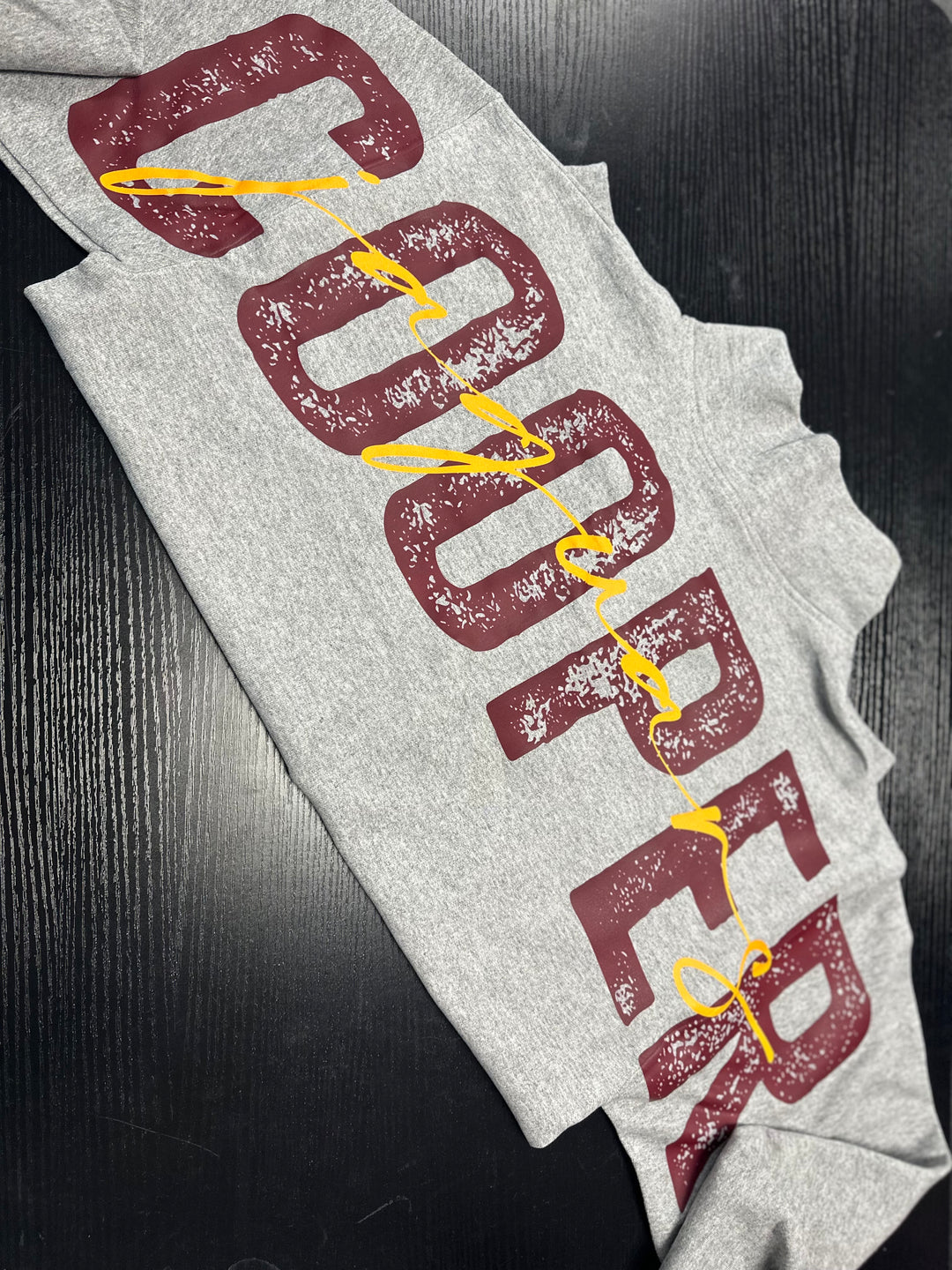 1/4 ZIP DISTRESSED BIG BACK WITH FRONT PRINT - CUSTOM