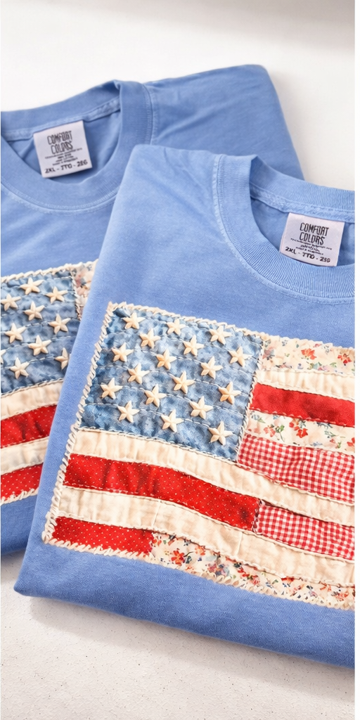 Patriotic Patchwork Flag Graphic Tee