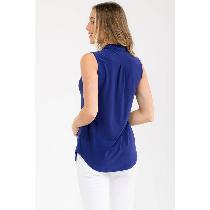 SLEEVELESS BUTTON DOWN SHIRT