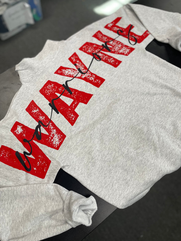 1/4 ZIP DISTRESSED BIG BACK WITH FRONT PRINT - CUSTOM