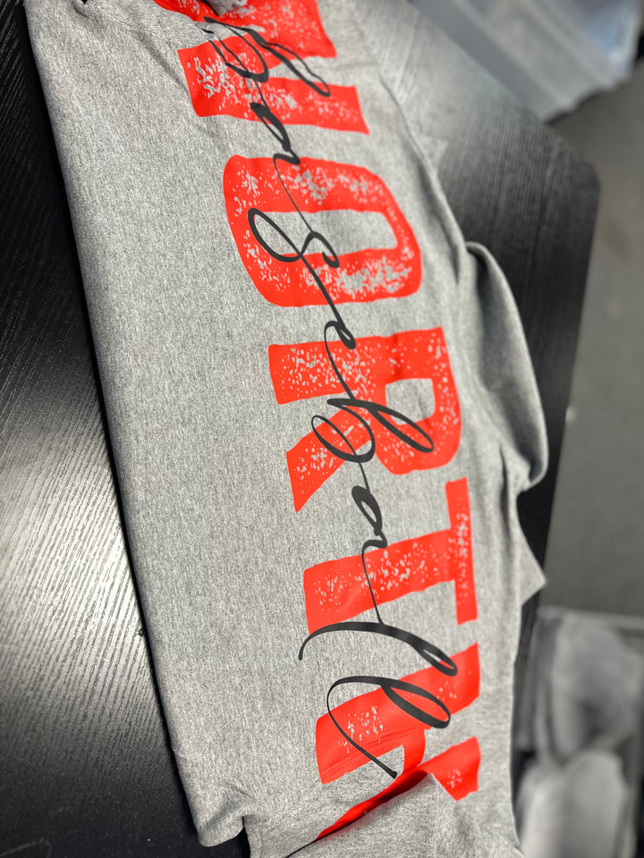 1/4 ZIP DISTRESSED BIG BACK WITH FRONT PRINT - CUSTOM