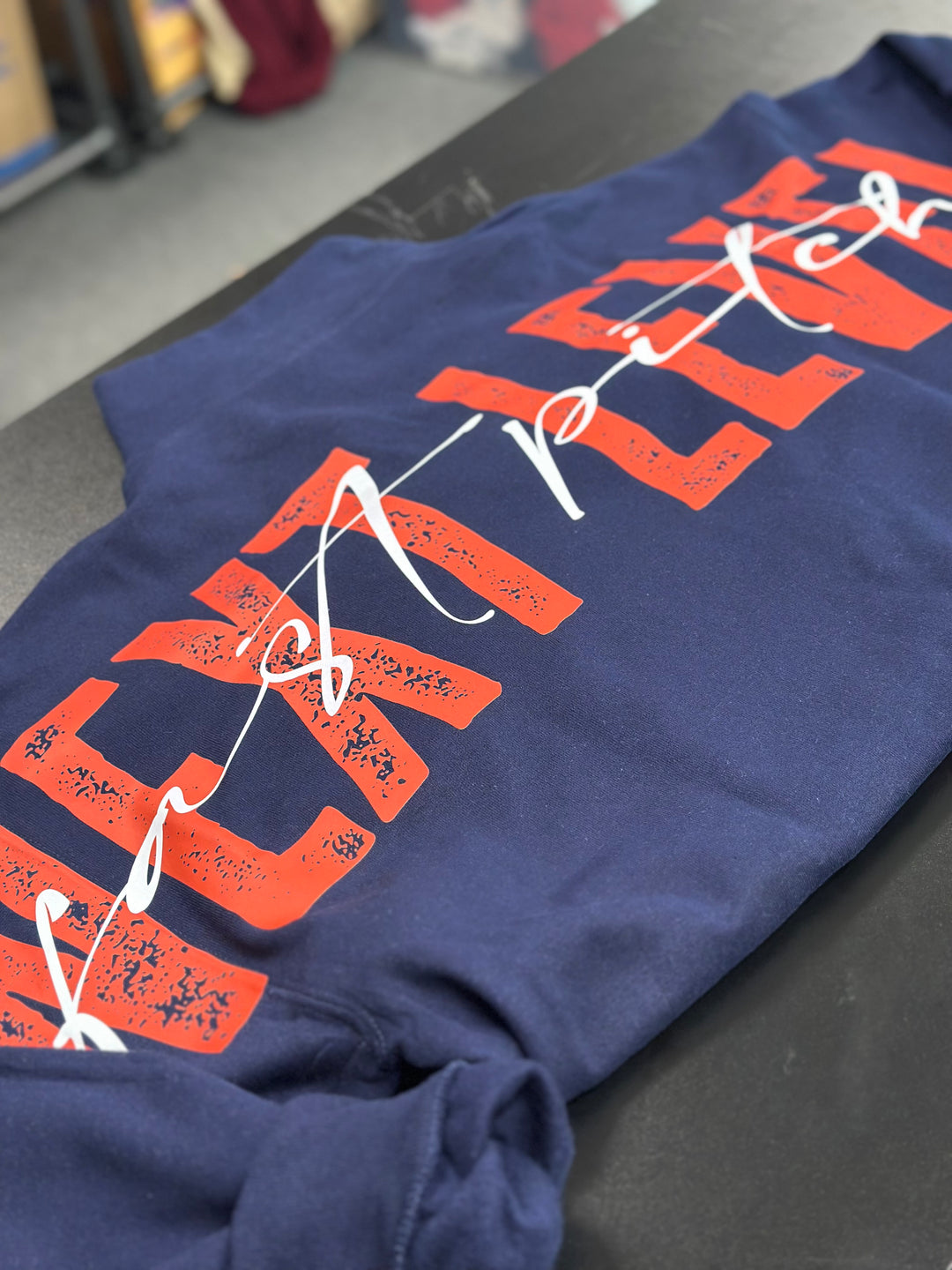1/4 ZIP DISTRESSED BIG BACK WITH FRONT PRINT - CUSTOM