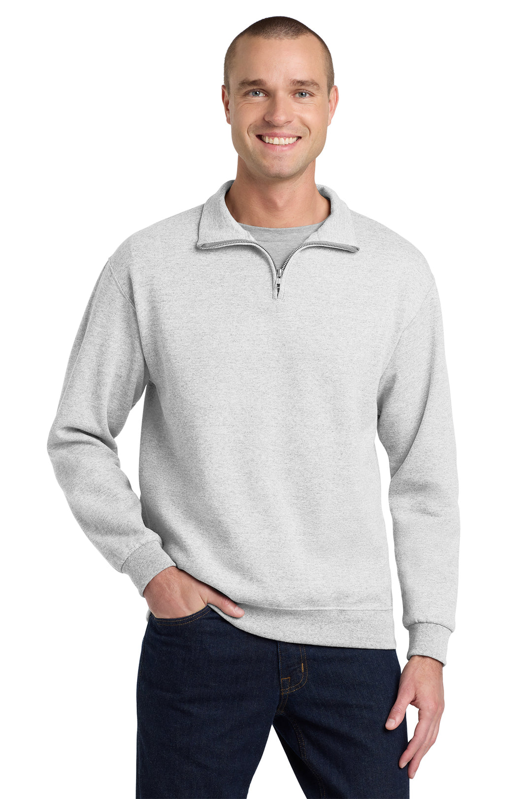 1/4 ZIP SWEATSHIRT HOLLOW SLEEVE FONT WITH MASCOT CHEST - CUSTOM