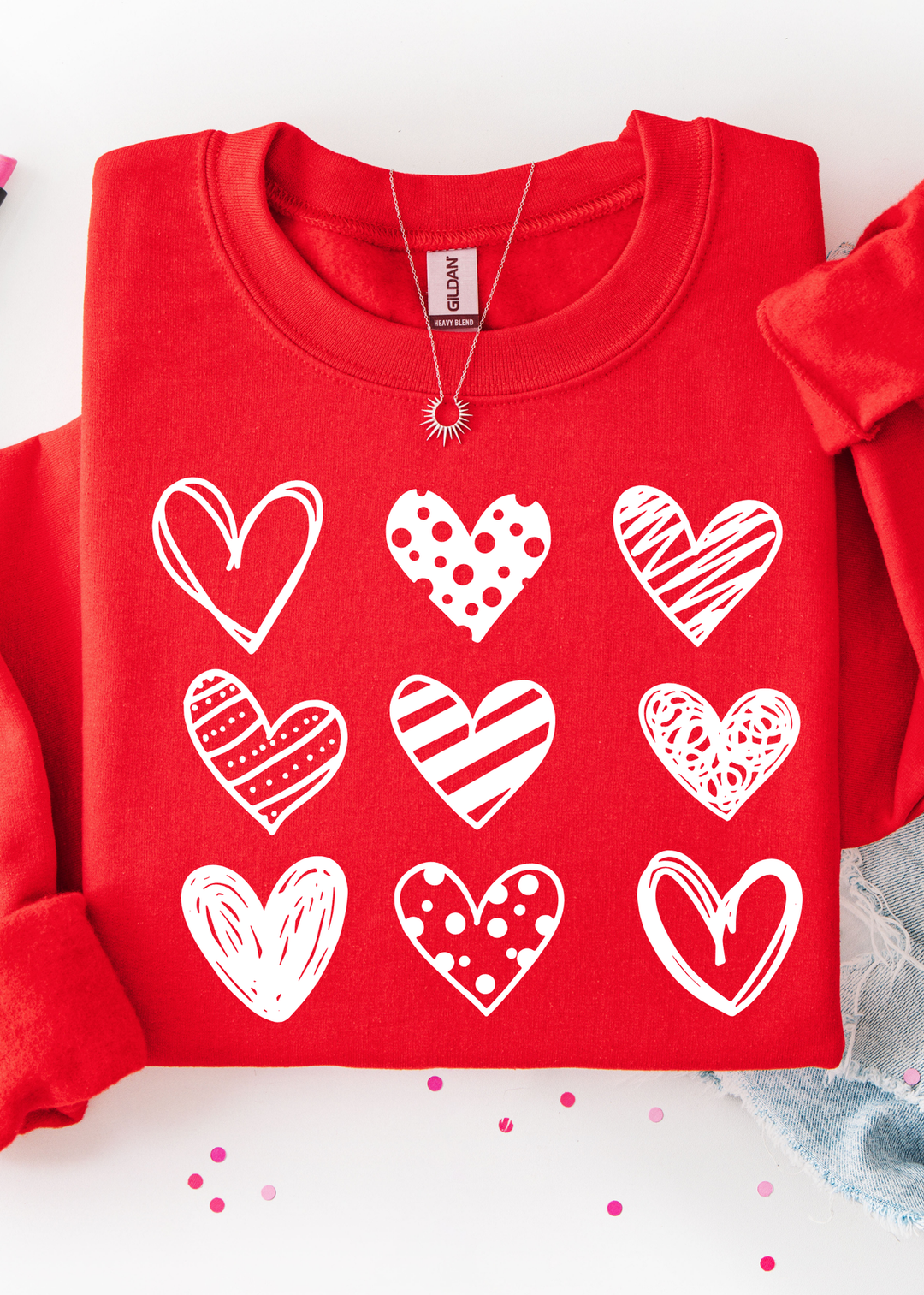 White Hearts Graphic Tee or Sweatshirt