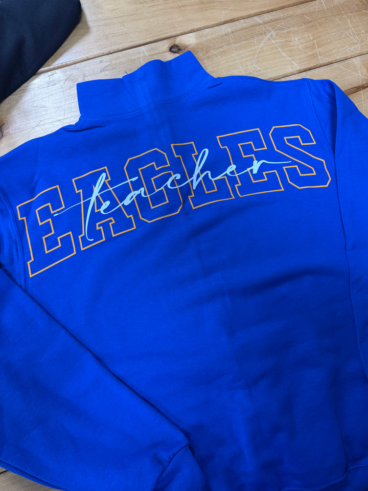1/4 ZIP HOLLOW SHOULDER BACK WITH CURSIVE CENTER- CUSTOM