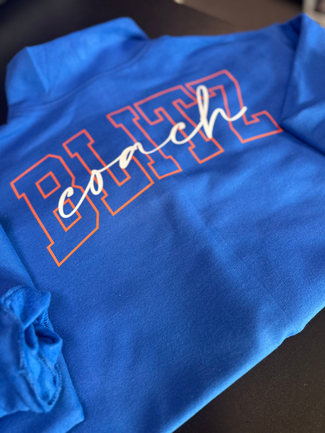 1/4 ZIP HOLLOW SHOULDER BACK WITH CURSIVE CENTER- CUSTOM