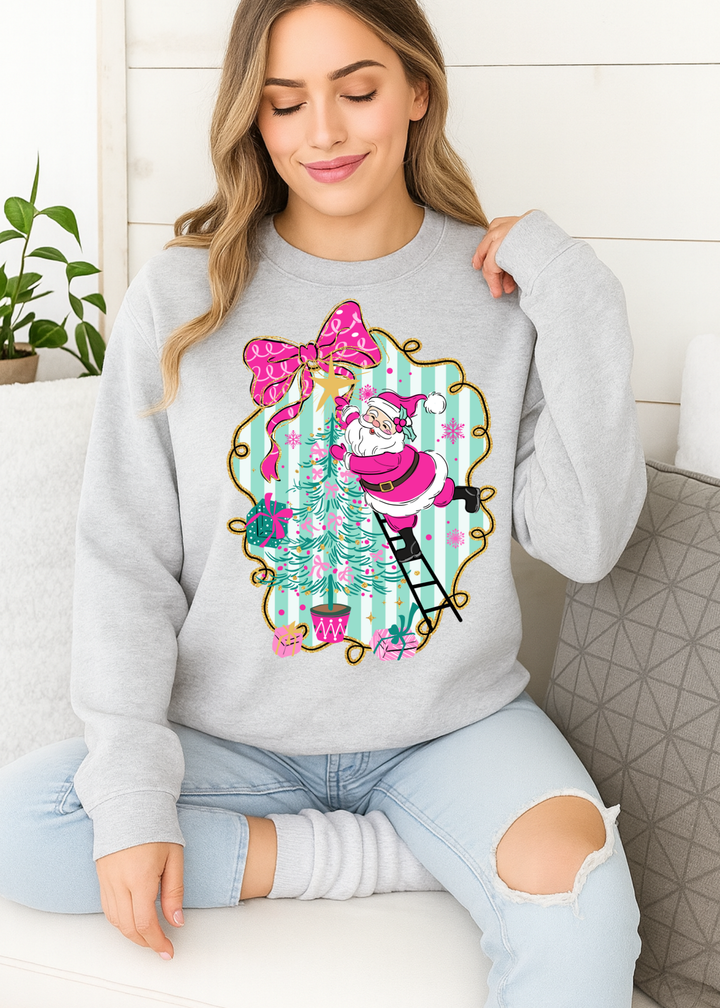 SANTA WATERCOLOR TREE SWEATSHIRT