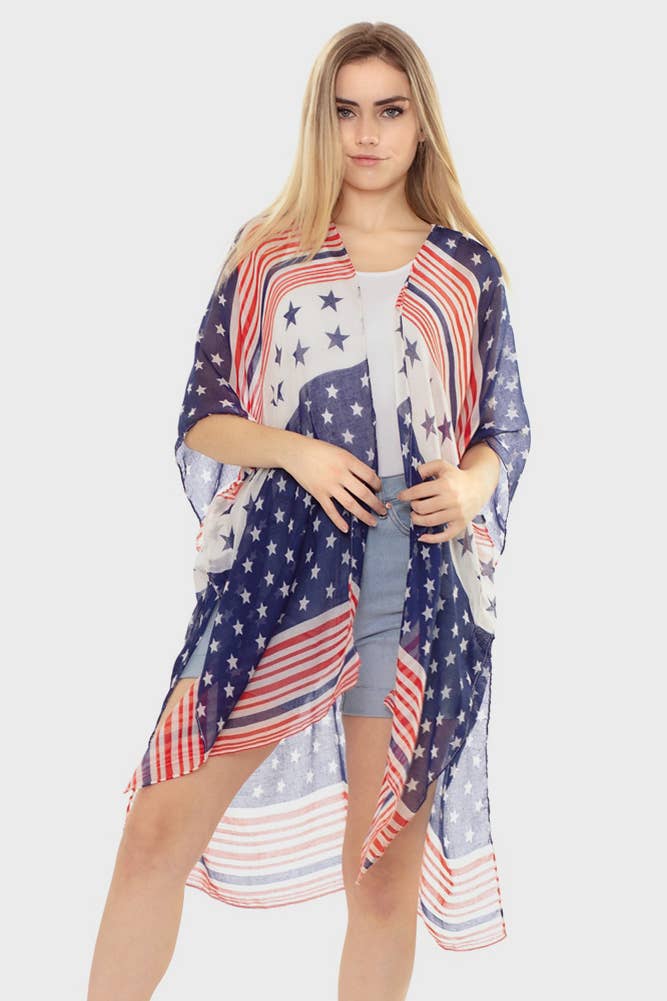 American Flag Multi Striped Summer Kimono