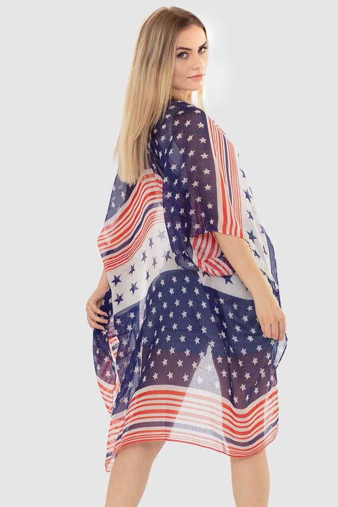 American Flag Multi Striped Summer Kimono