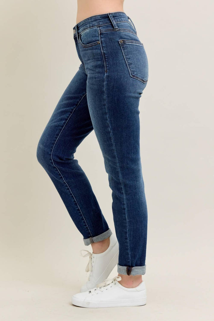 Judy Blue - JB82428 Mid Rise CORE Cuffed Slim Fit