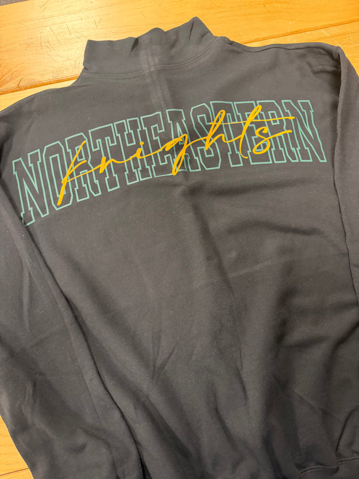 1/4 ZIP HOLLOW SHOULDER BACK WITH CURSIVE CENTER- CUSTOM