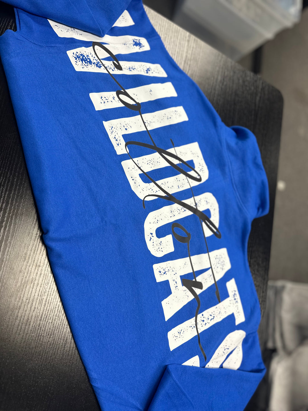 1/4 ZIP DISTRESSED BIG BACK WITH FRONT PRINT - CUSTOM