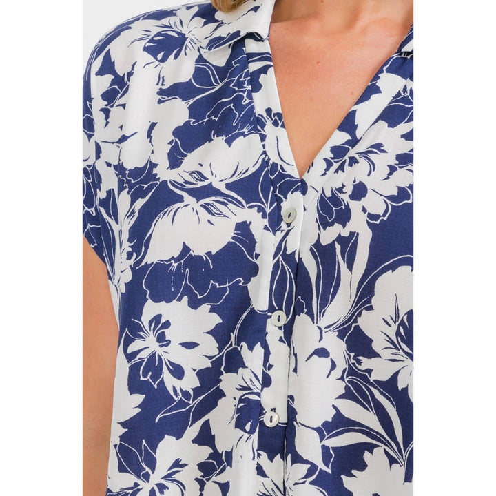 FLORAL TIE FRONT DOLMAN SHIRT