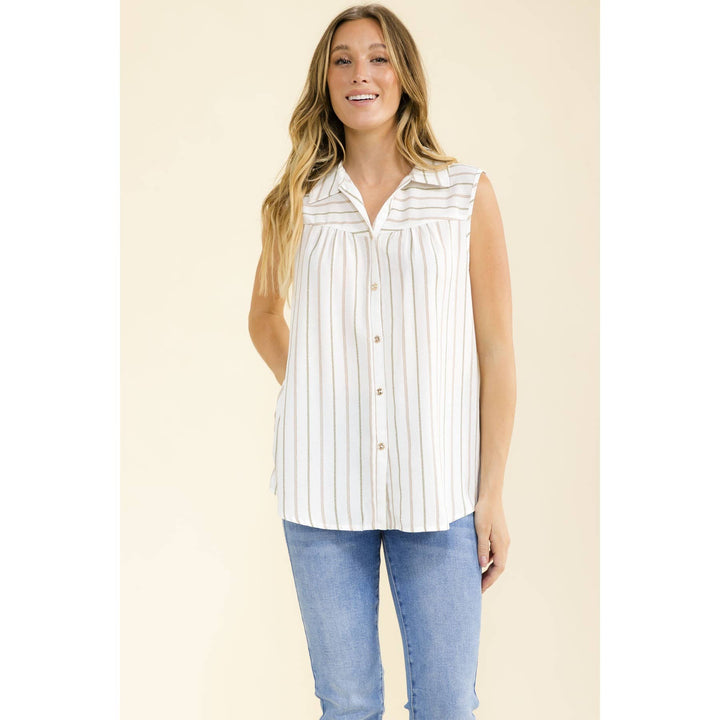 STRIPED BUTTON DOWN SHIRT