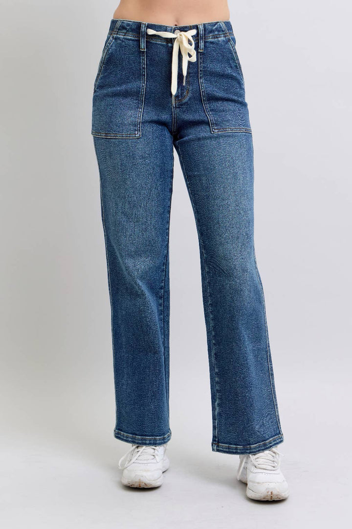 Judy Blue - JB8856  High Waisted Drawstring Wide Leg