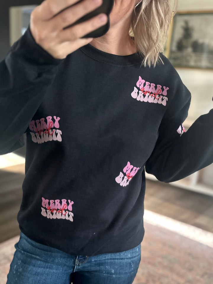 RETRO MERRY & BRIGHT ALL OVER SWEATSHIRT