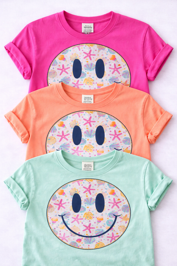 Beach Smiley Face Graphic Tee