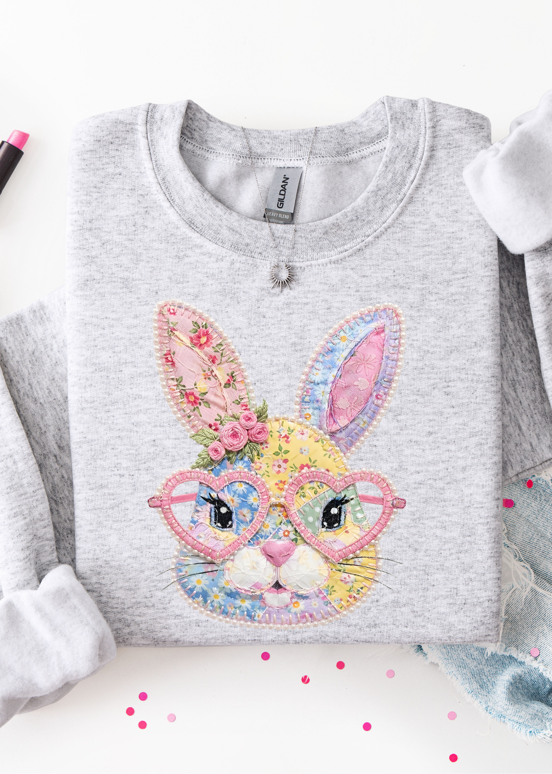 ⭐ BEST SELLER ⭐ Faux Pearl Bunny Graphic Tee or Pullover - Made to Order
