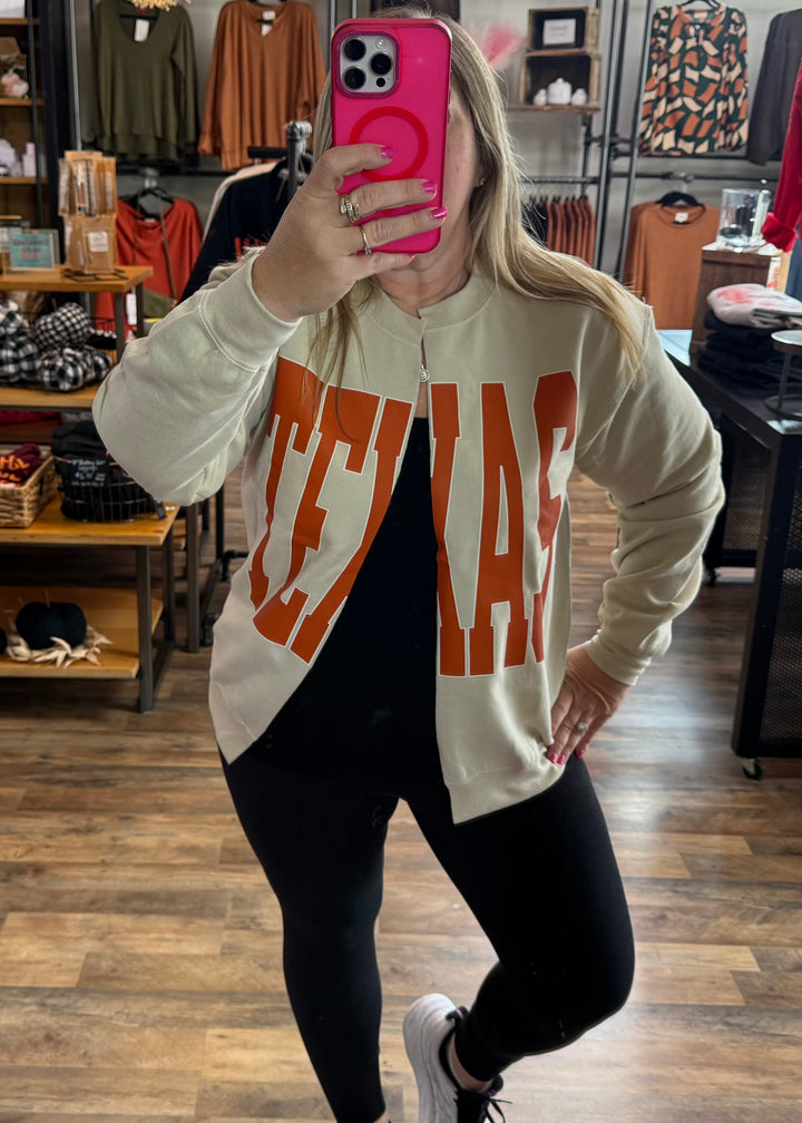 TEXAS  Split Sweatshirt Cardi  - Made to Order