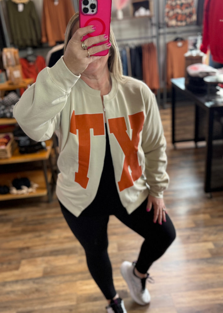 TX Split Sweatshirt Cardi  - Made to Order