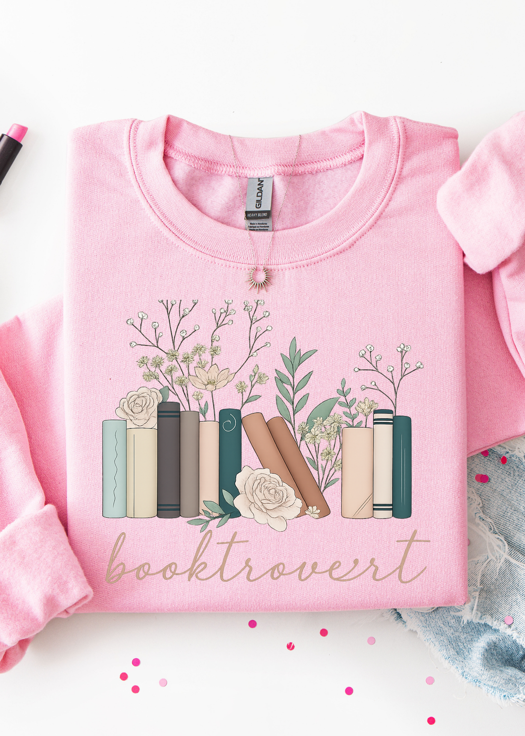 Booktrovert Floral Graphic Tee or Pullover - Made to Order