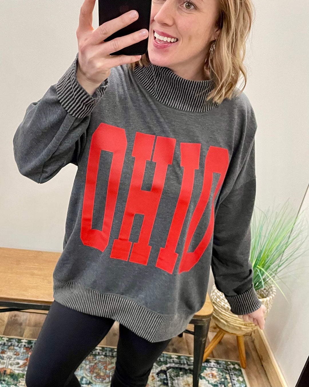 OHIO Grey  - Mock Neck with Side Collar Slit