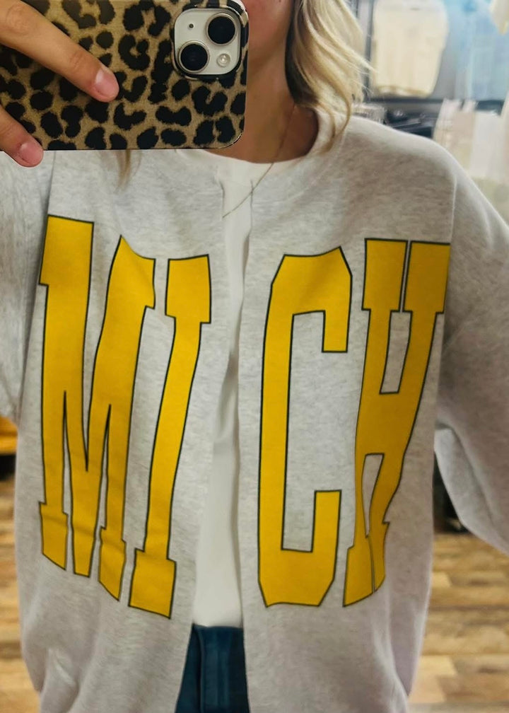 Michigan Split Sweatshirt Cardi  - Made to Order