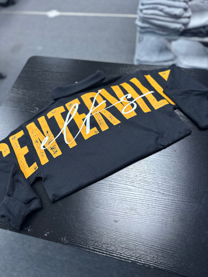 1/4 ZIP DISTRESSED BIG BACK WITH FRONT PRINT - CUSTOM