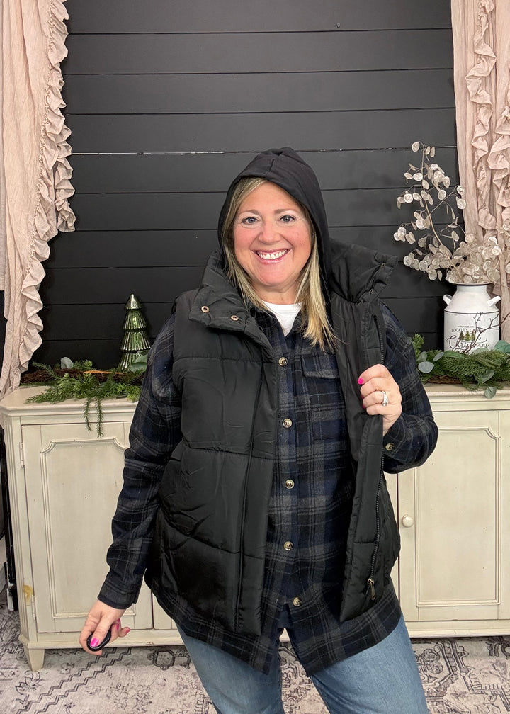 Midnight Campfire Plaid Hooded Jacket