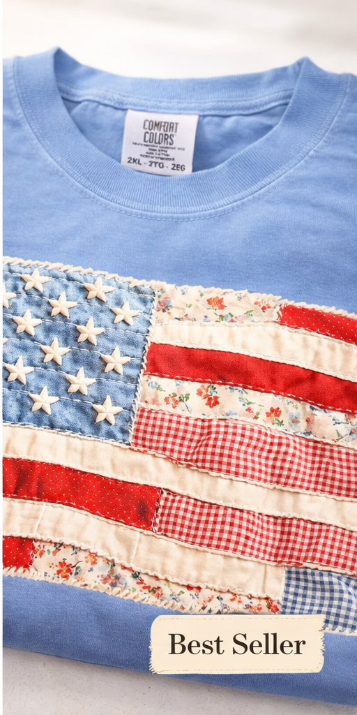Patriotic Patchwork Flag Graphic Tee