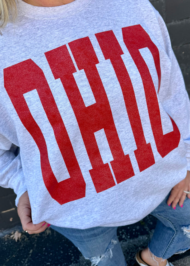 OHIO RED GLITTER LARGE PRINT - GRAPHIC SWEATSHIRT