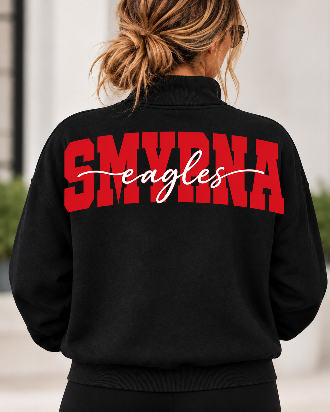 1/4 ZIP SOLID WITH CENTER TEXT - CUSTOM SHOULDER TO SHOULDER PRINT