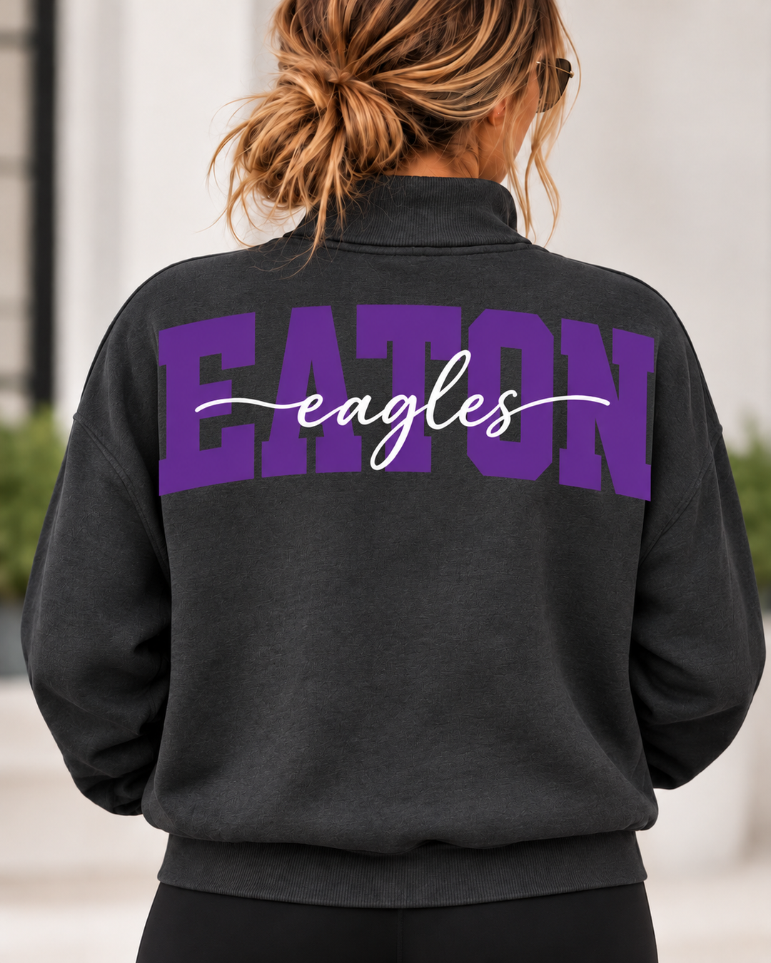 1/4 ZIP SOLID WITH CENTER TEXT - CUSTOM SHOULDER TO SHOULDER PRINT