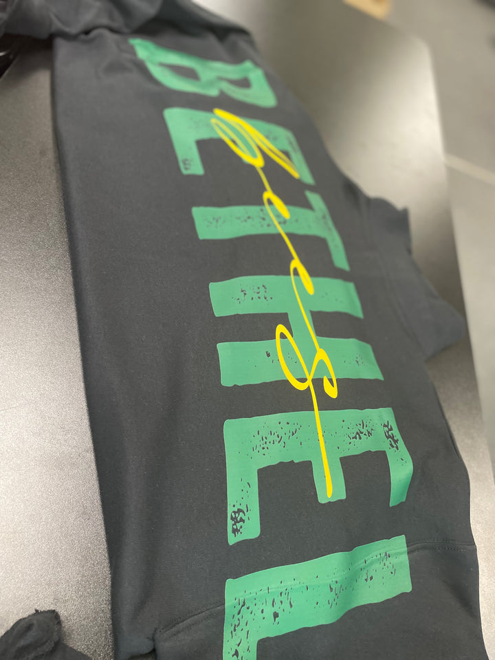 1/4 ZIP DISTRESSED BIG BACK WITH FRONT PRINT - CUSTOM